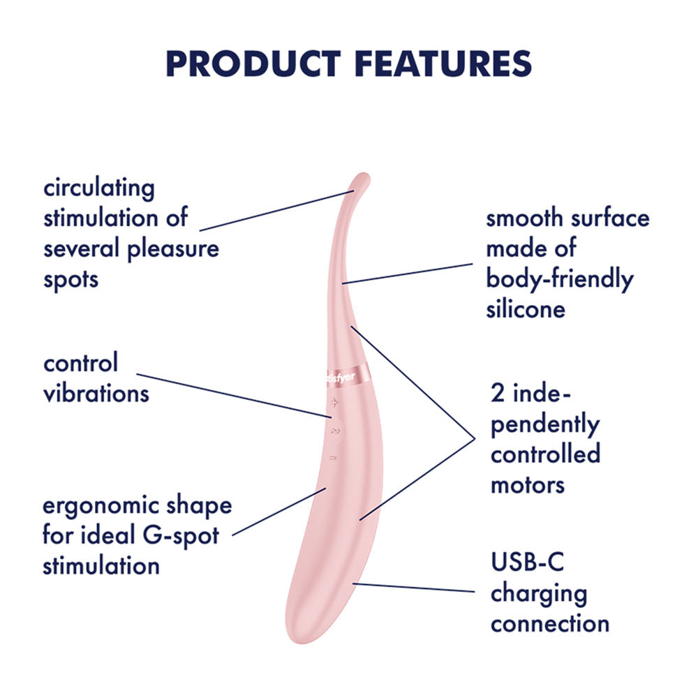 Satisfyer Tip Tease (Rose) – USB Rechargeable Rotating Vibrator with Twirling Tip