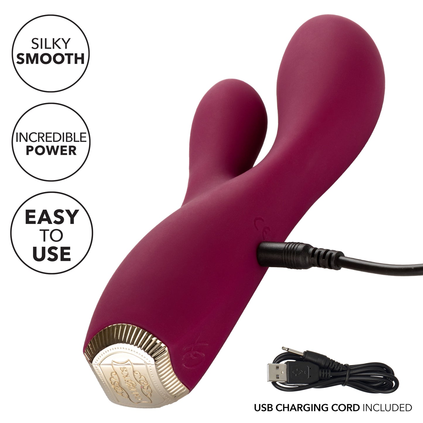Uncorked Cabernet Dual Massager in Deep Wine Red with 10 Speeds and Silicone Vibrator