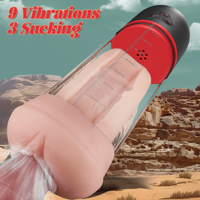 Acmejoy S-HANDE Pussy-Shaped Sleeve 3 Sucking 9 Vibrating Male Enlargement Pumps Penis Pumps