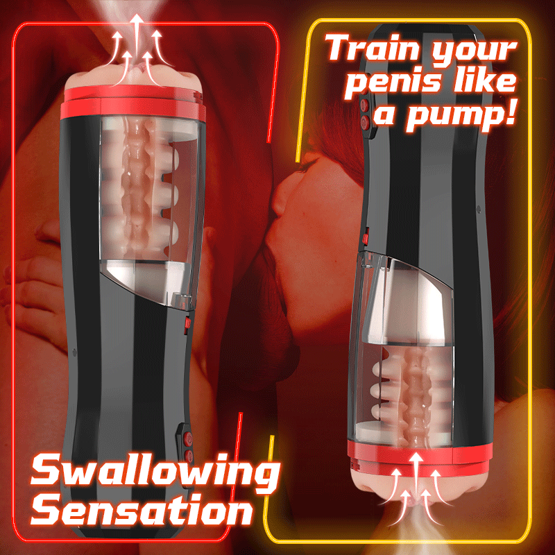 【Everted Fleshy Labia】ROKA - 5-in-1 Multifunctional Male Stroker with 5 Thrusting and Suction, 10 Vibration, and Transparent Removable Cover Masturbation Cup