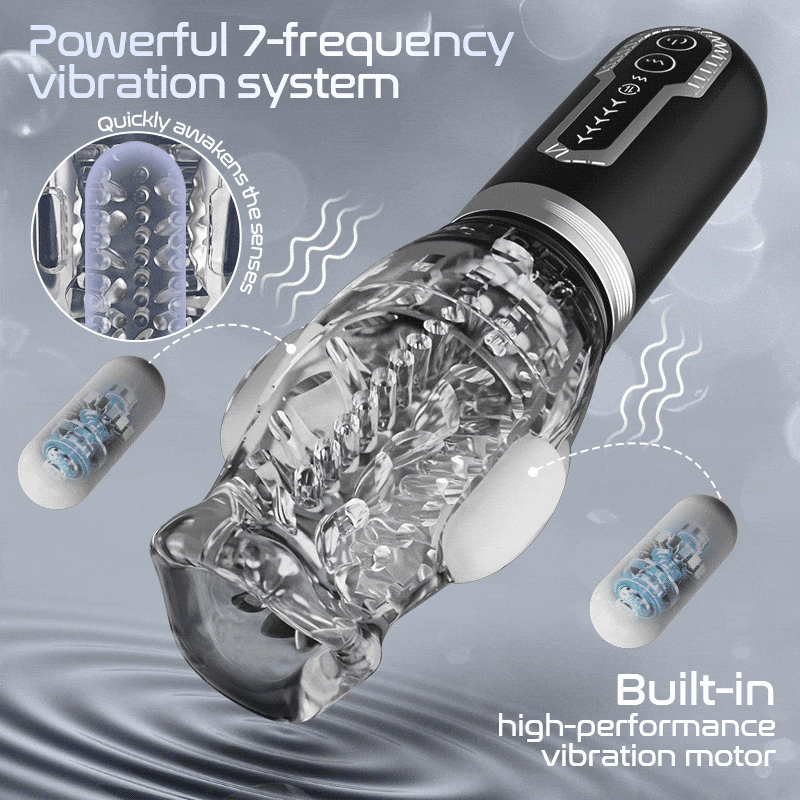 【Legs-Shaking】Amber - 5 Telescopic and Rotational 7 Vibration Realistic Lip and Mouth Touch Handheld Masturbator Masturbation Cup