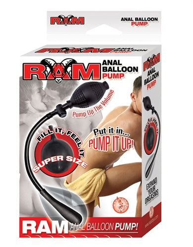 Ram Black Anal Balloon Pump with Safety Release Valve and Bulb