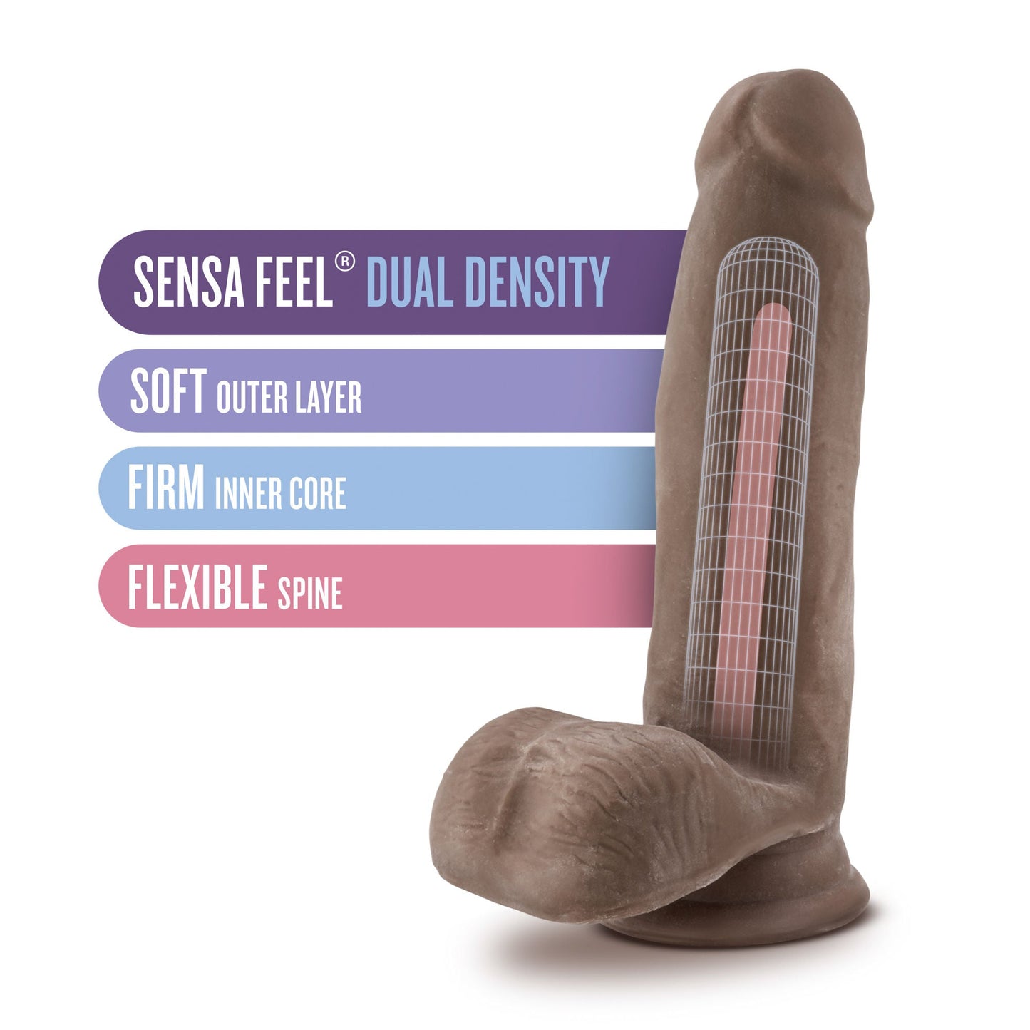 Blush Novelties Au Naturel Sensa Feel (Chocolate) – 7 Inch Dildo