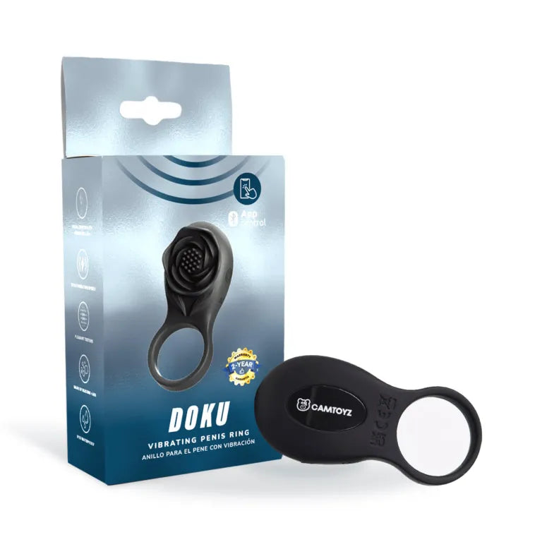 Camtoyz Doku (Black) – Vibrating Penis Ring with App Control