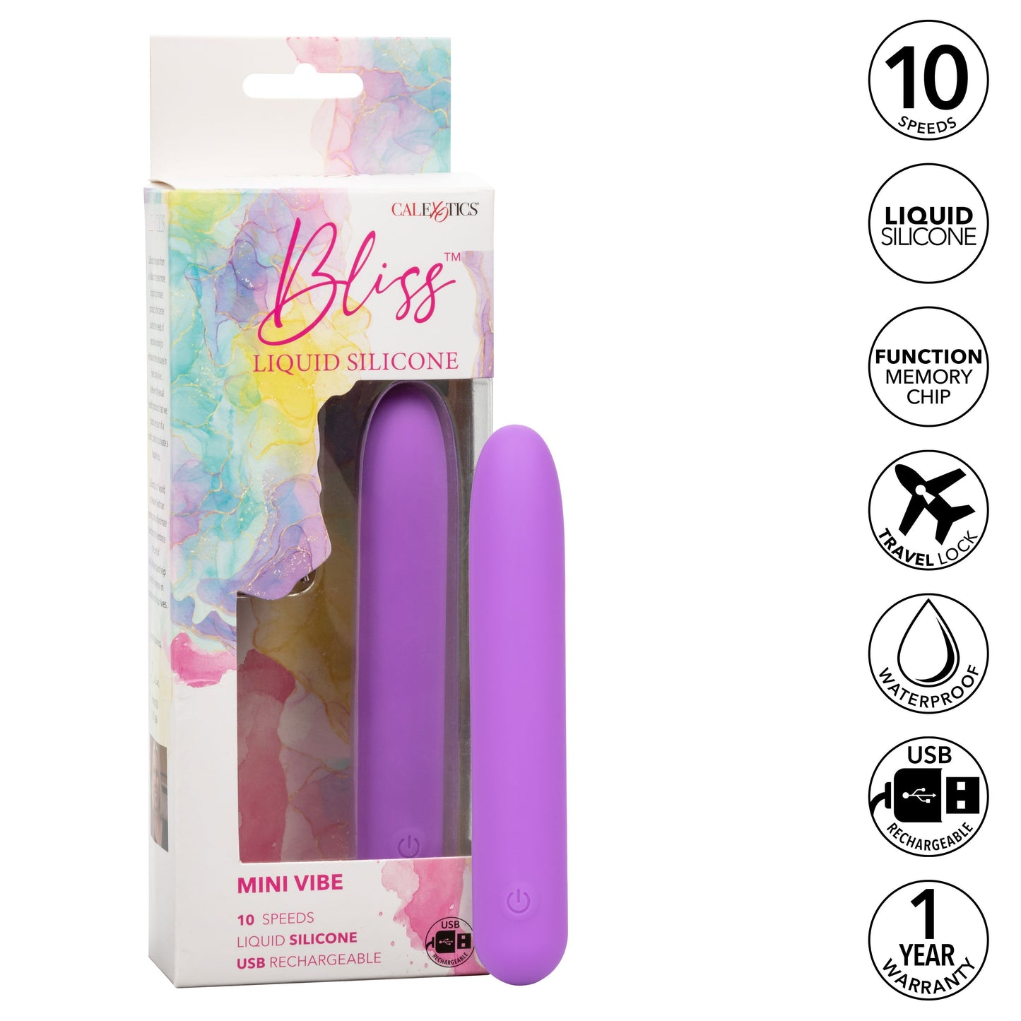 Bliss Liquid Silicone Mini Vibe Purple 10-Speed 4-Inch Vibrator