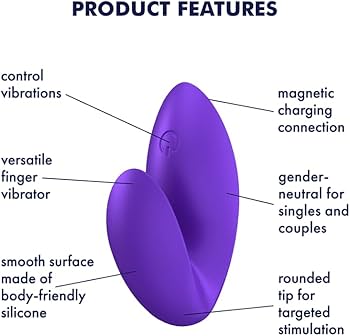 Satisfyer Love Riot Purple Finger Vibrator Waterproof Medical Silicone with 12 Vibration Modes