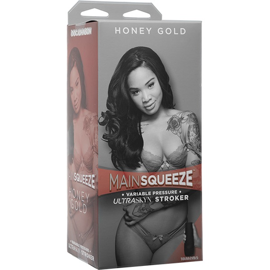 Main Squeeze Honey Gold Ultraskyn Stroker Pussy With Variable Pressure and Textured Interior