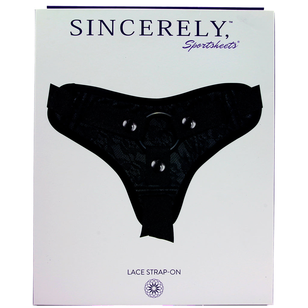 Sincerely Black Lace Strap-On Harness Dildo Sex Toys > Strap-On and Harnesses