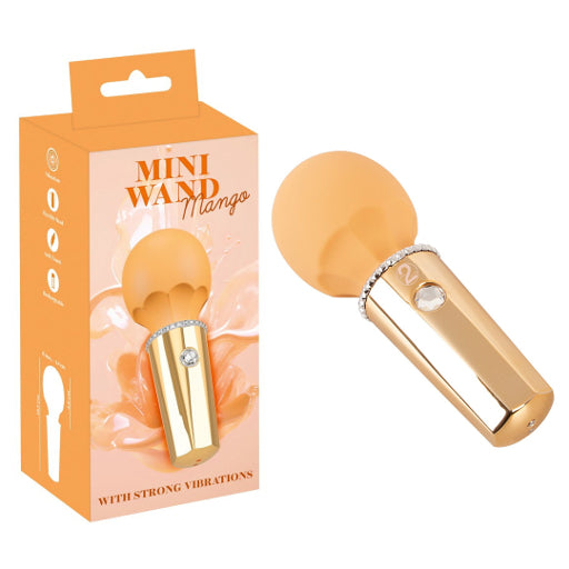 Mini Wand Mango Massage Wand 12.7 cm With Glitter Stone Button and 10 Vibration Modes