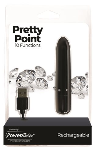 Pretty Point 4in Power Bullet Black Vibrator with 10 Functions