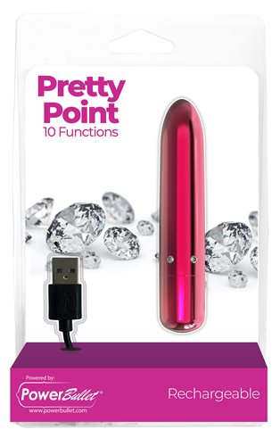 Pretty Point 4in Power Bullet Pink Vibrator with 10 Functions