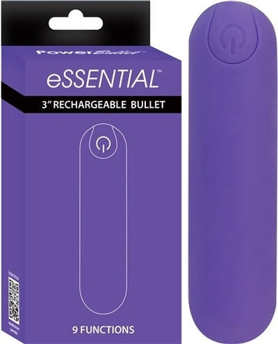 Essential 3 Inch Bullet Vibrator Purple with Storage Case and Charging Cord