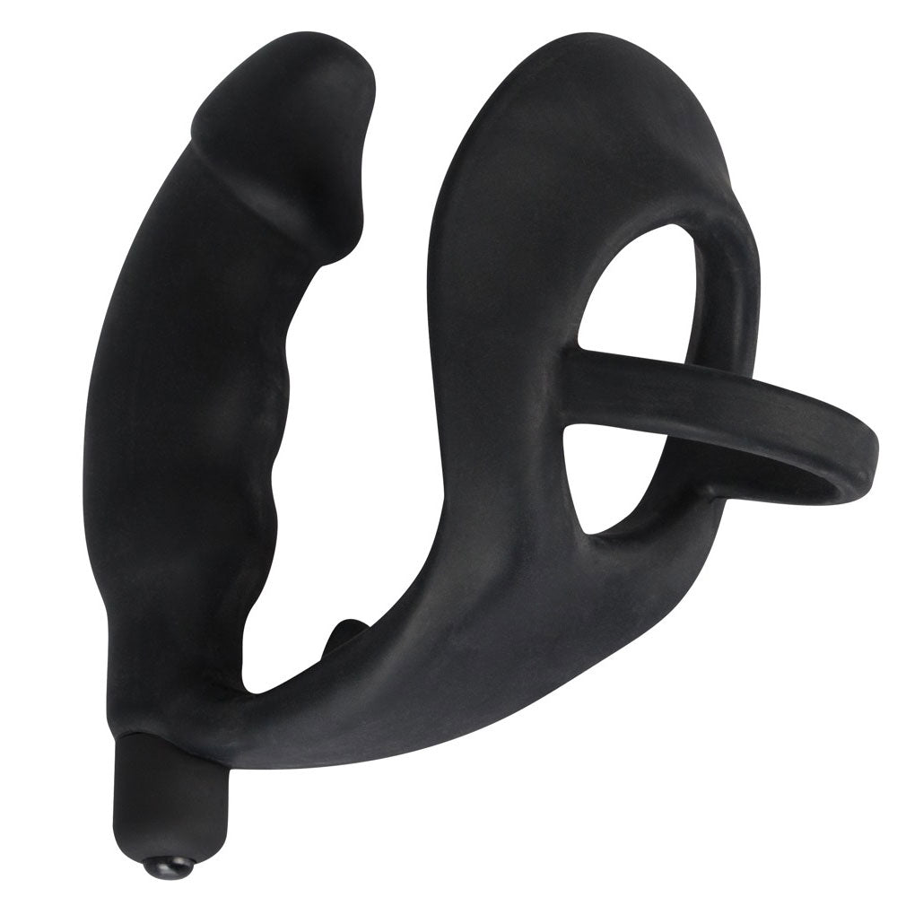 You2Toys Black Velvets Cock Ring and Vibrating Anal Plug – Silicone 5.5 Inch Set