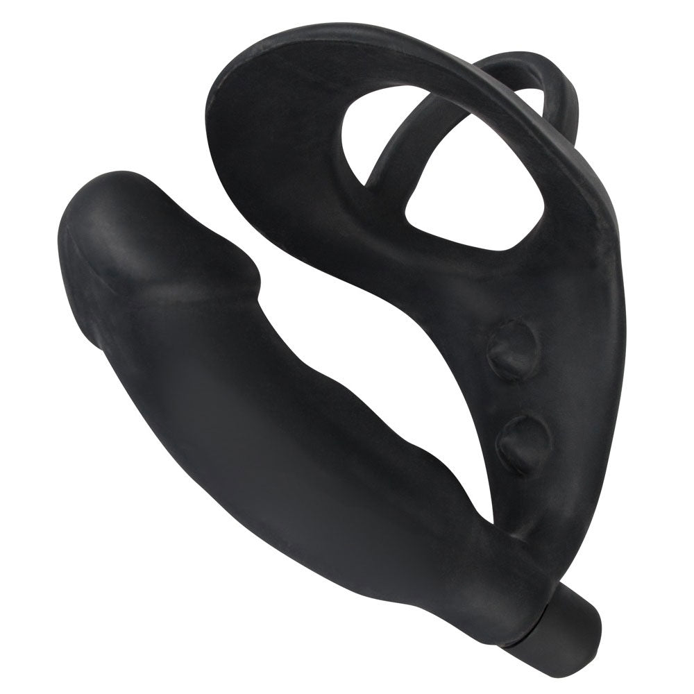 You2Toys Black Velvets Cock Ring and Vibrating Anal Plug – Silicone 5.5 Inch Set