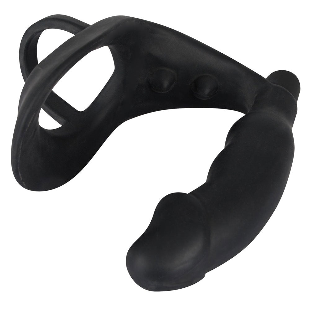 You2Toys Black Velvets Cock Ring and Vibrating Anal Plug – Silicone 5.5 Inch Set