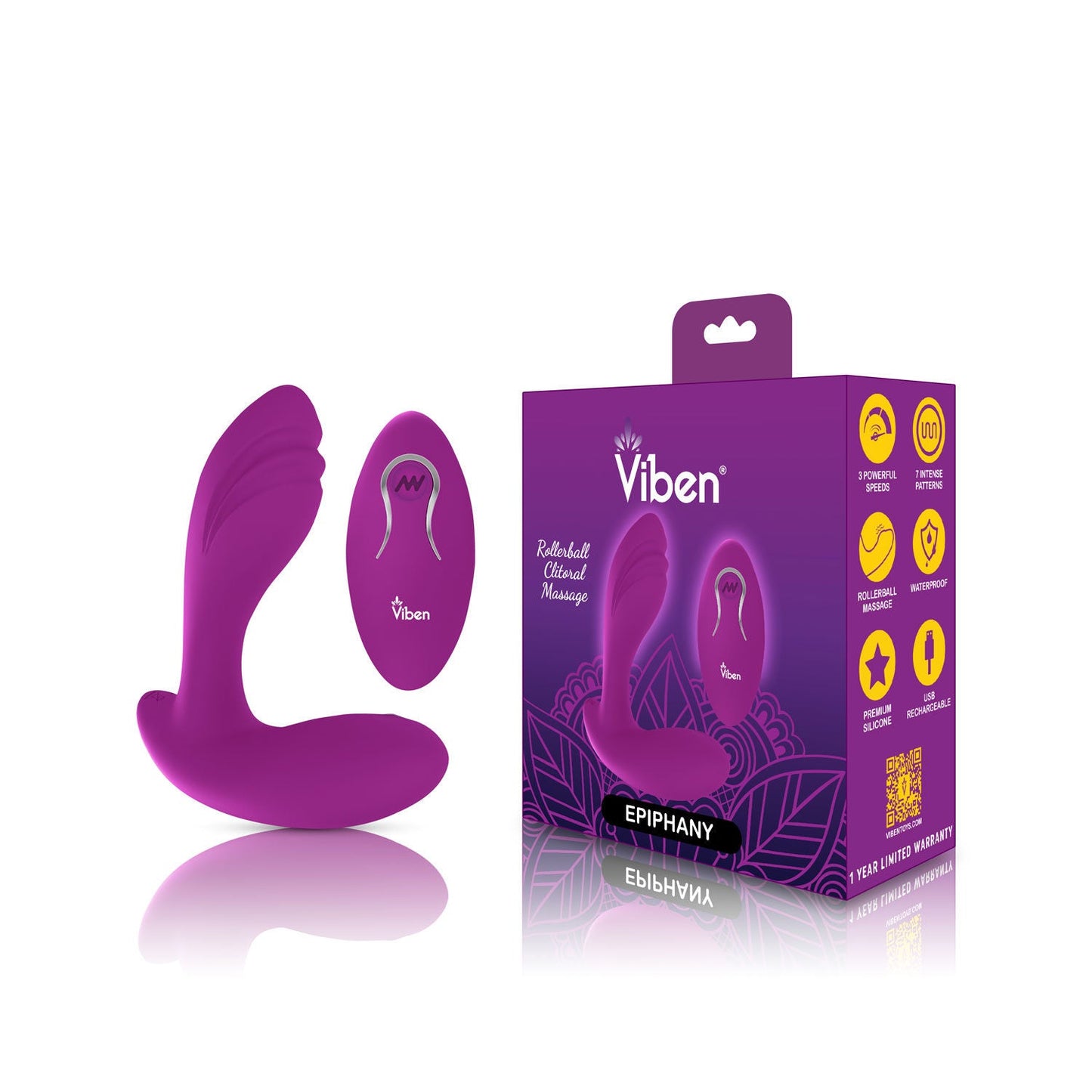 Epiphany Clitoral Rollerball Panty Vibe (Berry) – Remote-Controlled Dual Motor Panty Vibrator