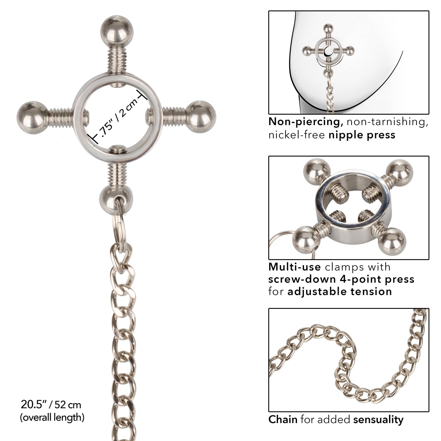 Nipple Grips 4 Point Nipple Press With Chain – Adjustable Nipple Clamp