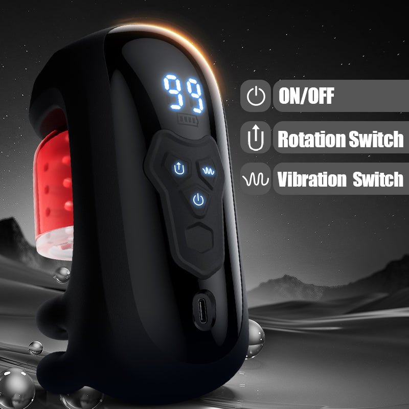 Evolus Finger 2.0 Male Stroker – 9 Vibration 9 Pinch & 9 Rotation Glans Trainer Masturbation Cup