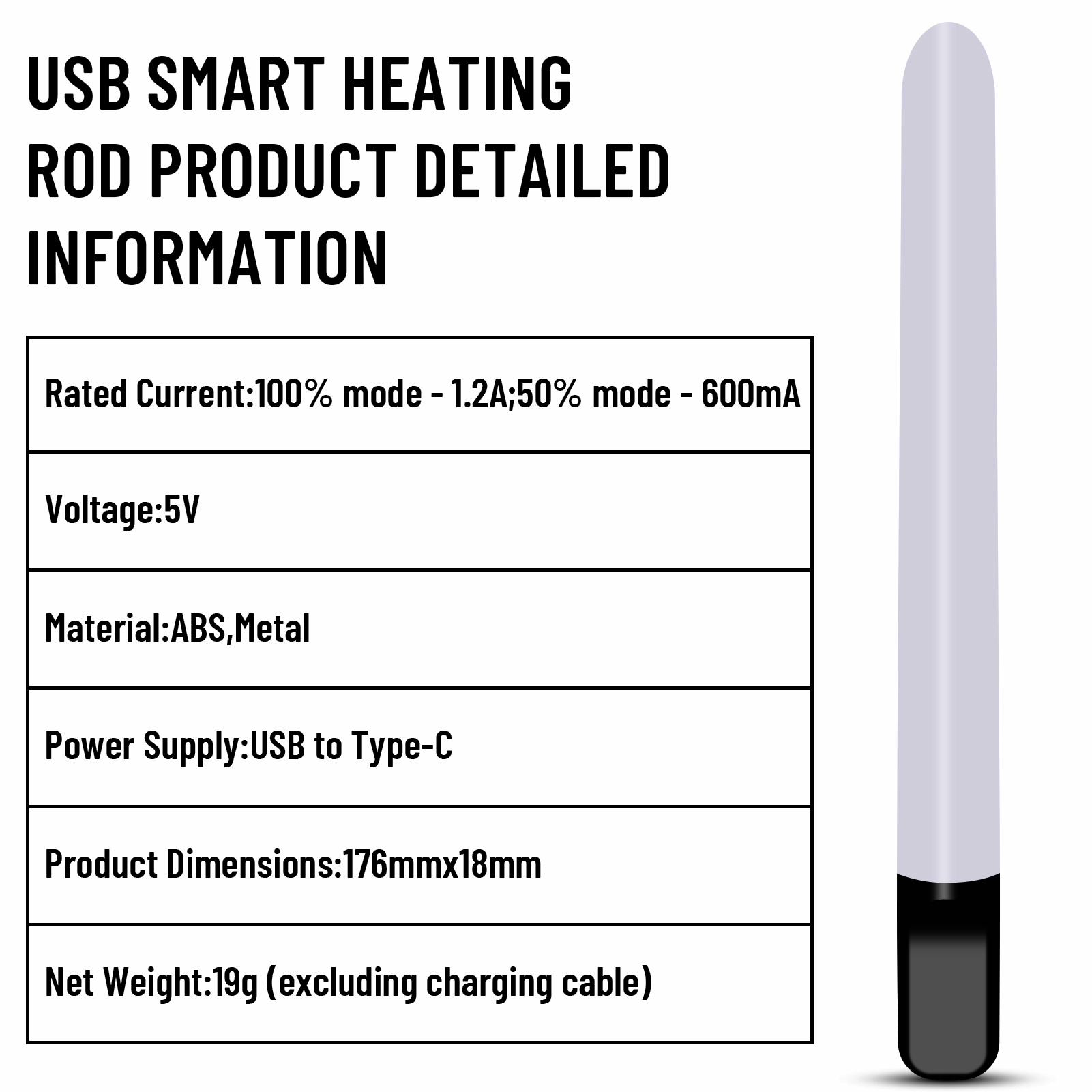 Acmejoy - Heating Rod for Toys with 45°C Smart Temperature Control Lube & Essential