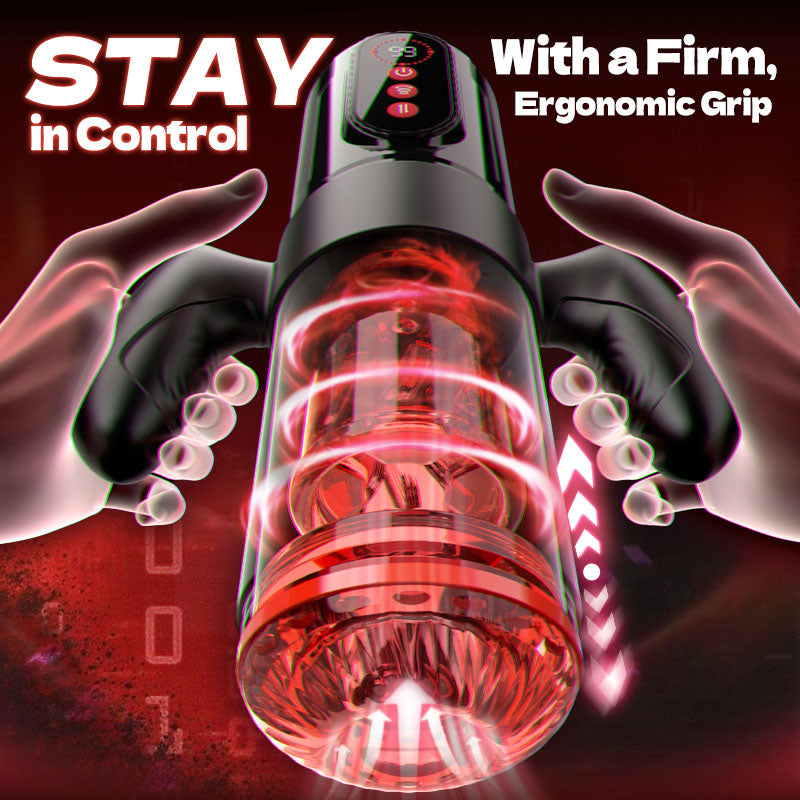 Terminator - Telescopic Rotating Male Masturbator - 9 Modes Sucking Thrusting with Handle Masturbation Cup