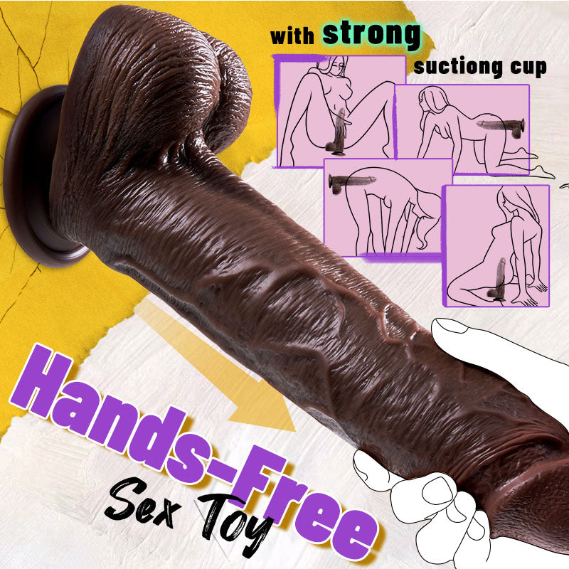 Acmejoy - Thrusting Thick Long Lifelike Heating Big Black Dildo 10.83 Inch Dildos