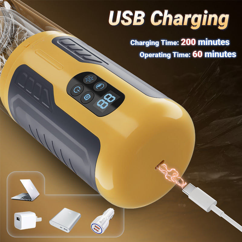 CREAMPIE - 5 IN 1 Licking Massage Thrust Rotation Vibrating Burst Stroker Masturbation Cup