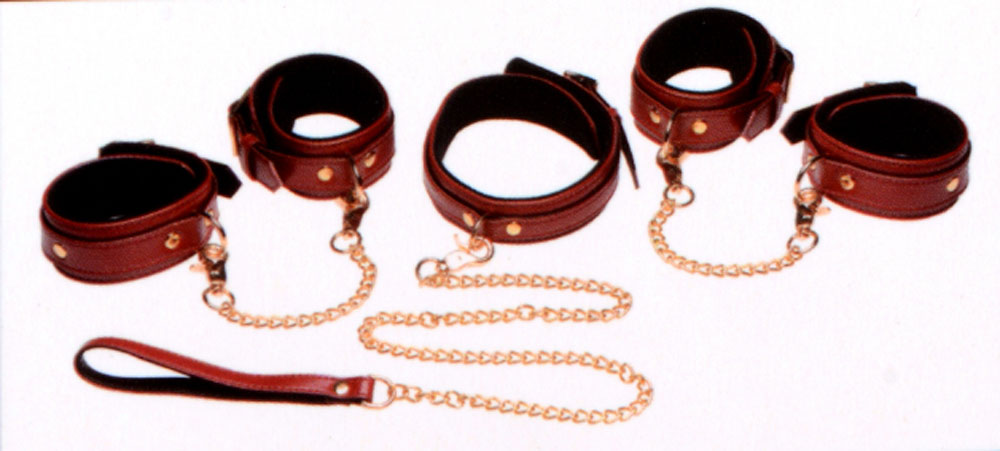 6 Piece Bondage Set – Vegan PU Leather Restraints and Cuffs Kit