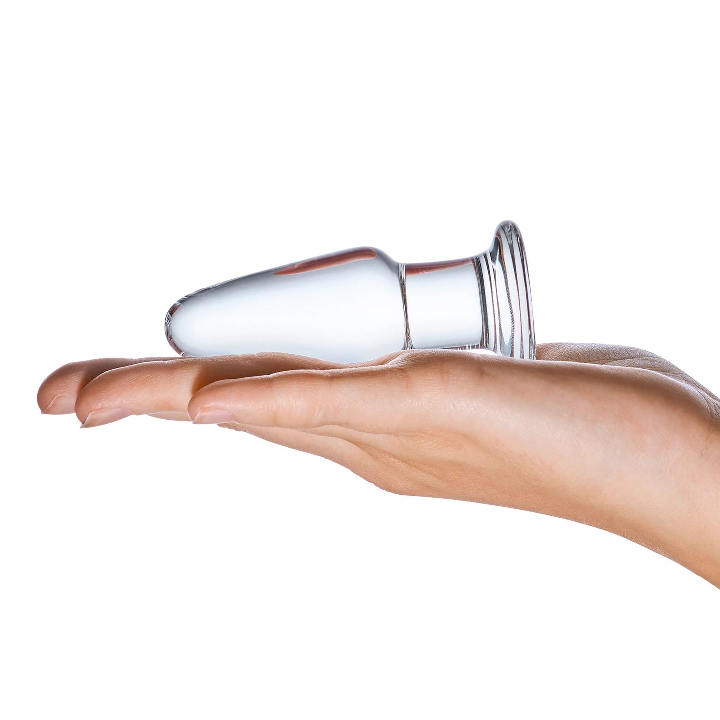Glas 3.5 Inch Clear Hand Blown Glass Butt Plug with Tapered Tip for Beginner-Friendly Anal Play