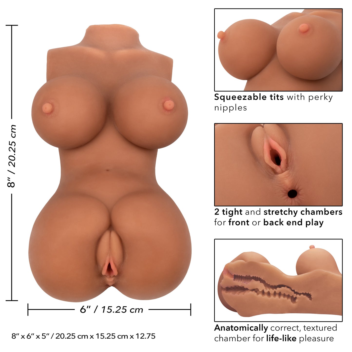 Stroke It Body Banger Male Masturbator Real Flesh Brown