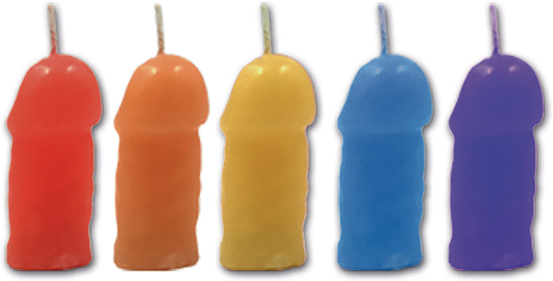 Rainbow Pecker Party Candles Set of 5 Fun Adult Birthday Candles