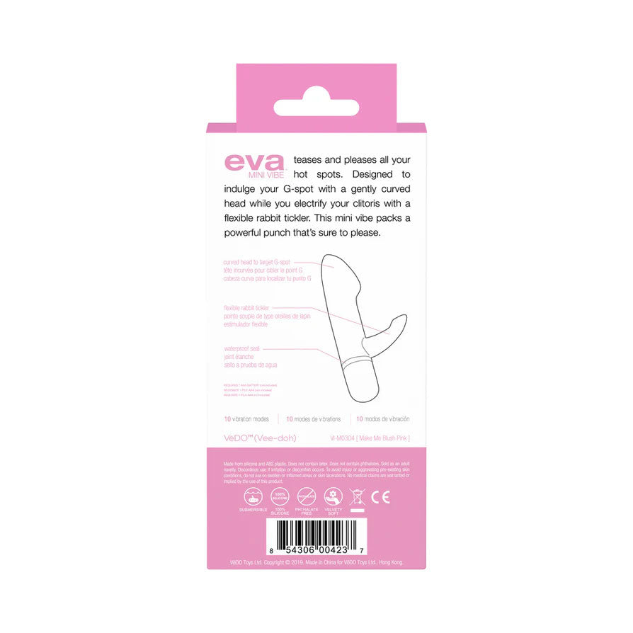 Eva Mini Vibe Pink Rabbit Style G-Spot and Clitoral Vibrator