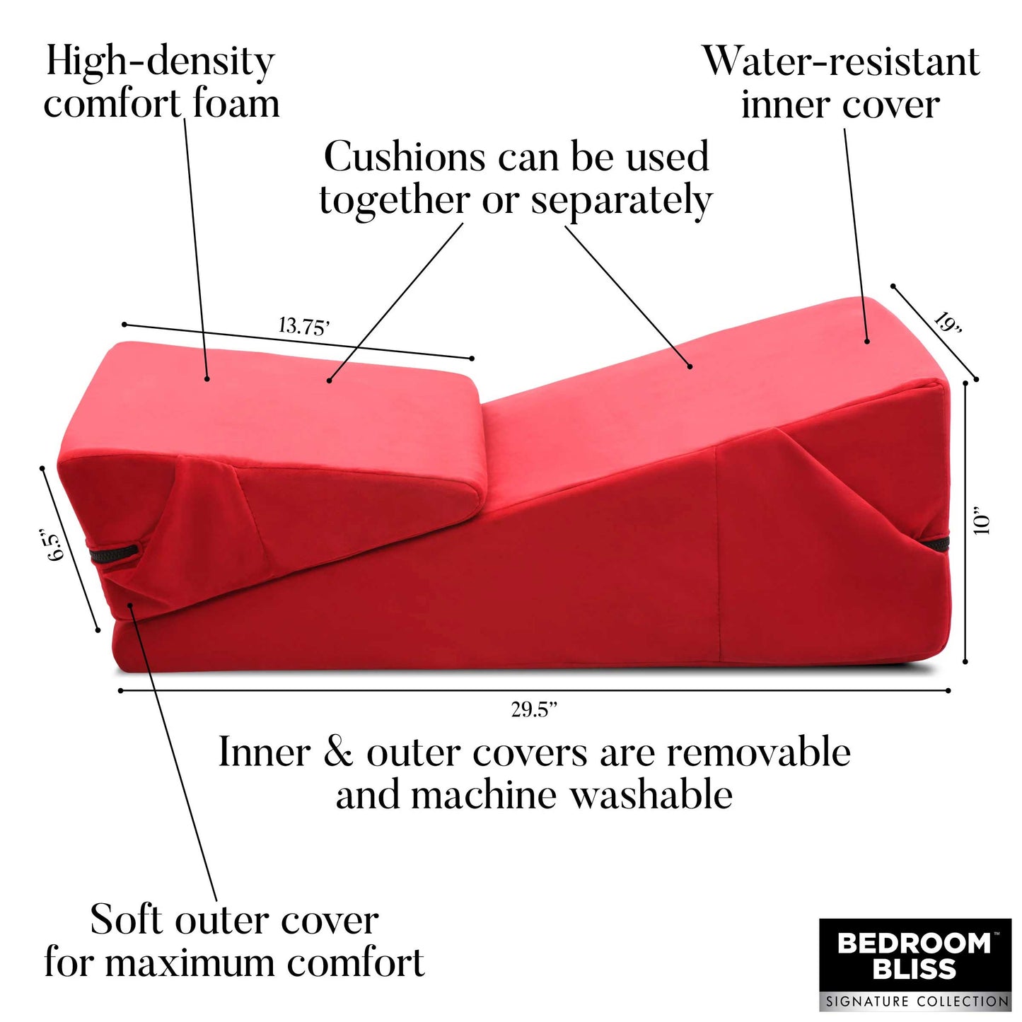 Love Cushion Set Foam Wedge Pillow Red