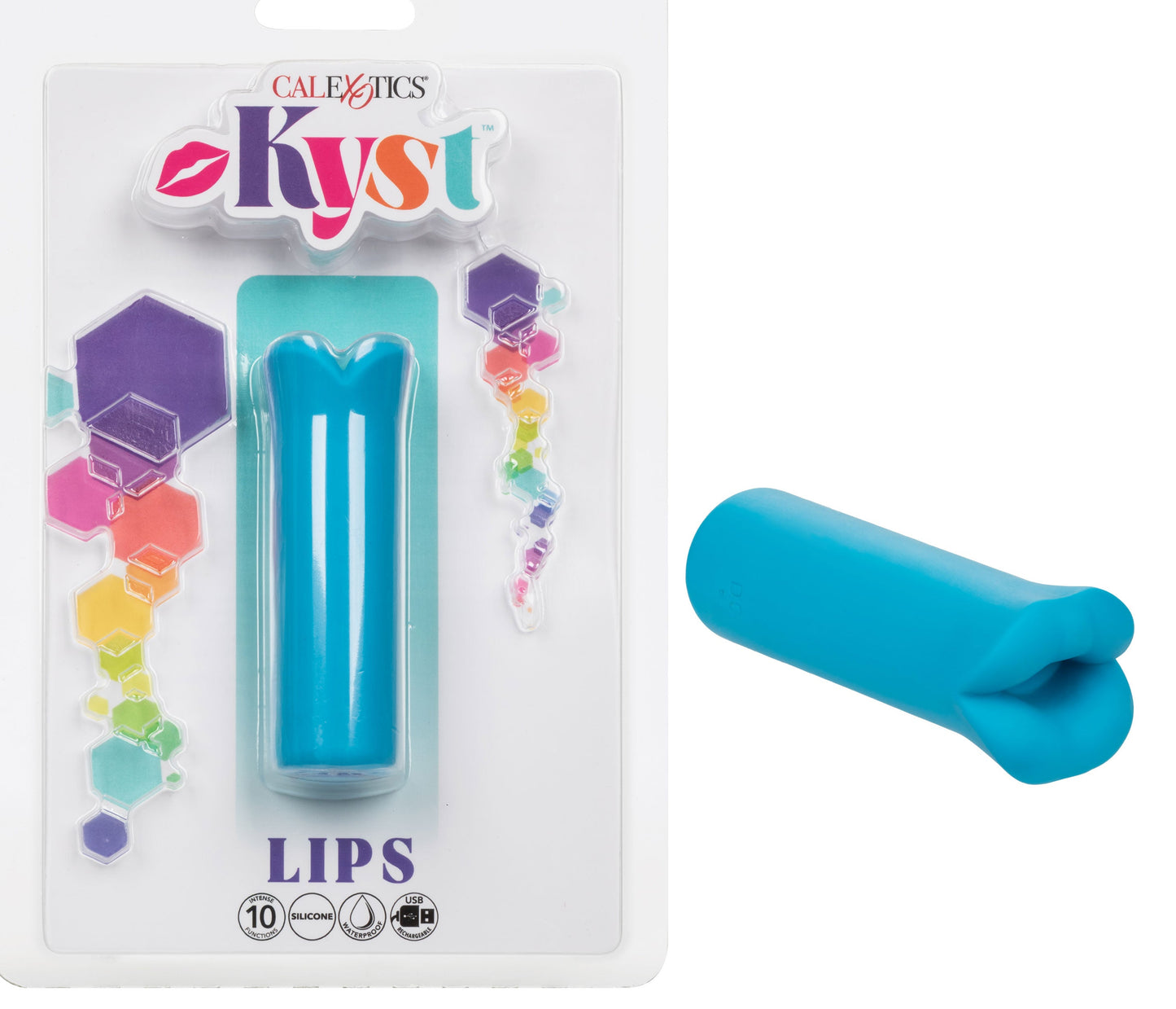Kyst Lips Mini Massager Blue Silicone Bullet with 10 Vibration Functions and Rechargeable