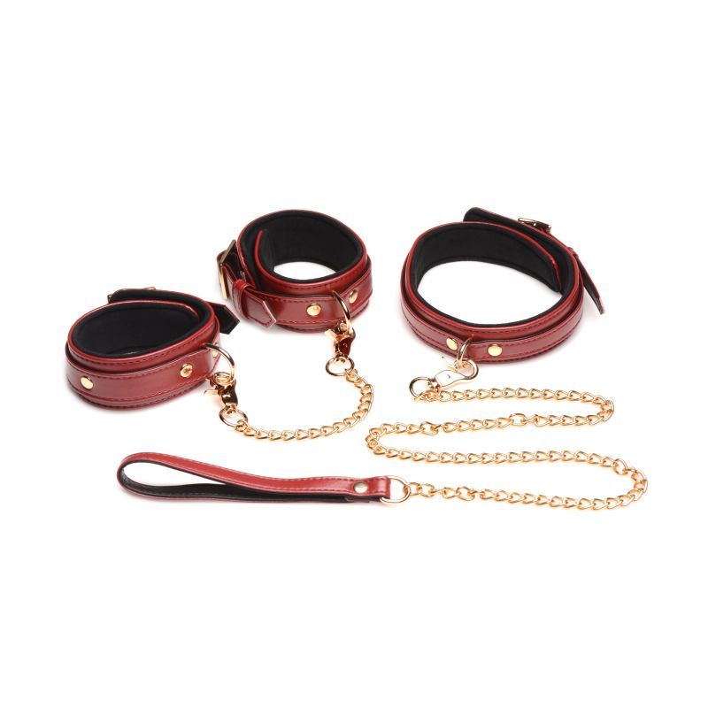 6 Piece Bondage Set – Vegan PU Leather Restraints and Cuffs Kit