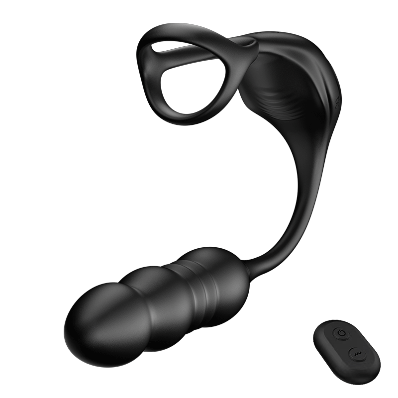Mike - 9 Thrusting & Vibrating Wearable Prostate Massager with Cock ring Black Anal Toys