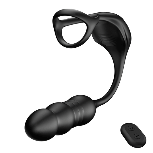 Mike - 9 Thrusting & Vibrating Wearable Prostate Massager with Cock ring Black Anal Toys