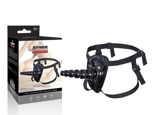X Joyride 6.5 Inch Strap-On Butt Plug with Beaded Anal Probe and Faux-Leather Harness