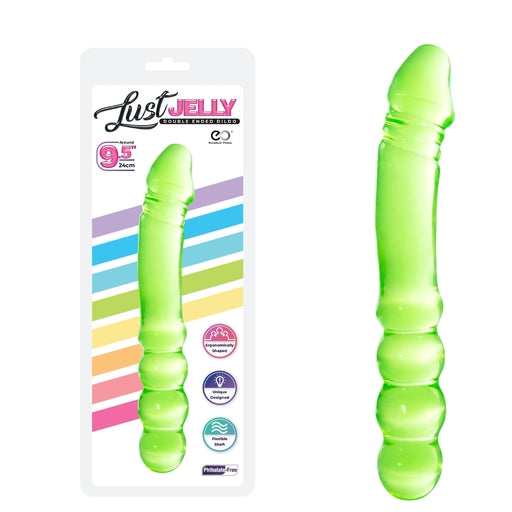 Lust Jelly PVC 9.5 Inch Double Dong Green Flexible Shaft