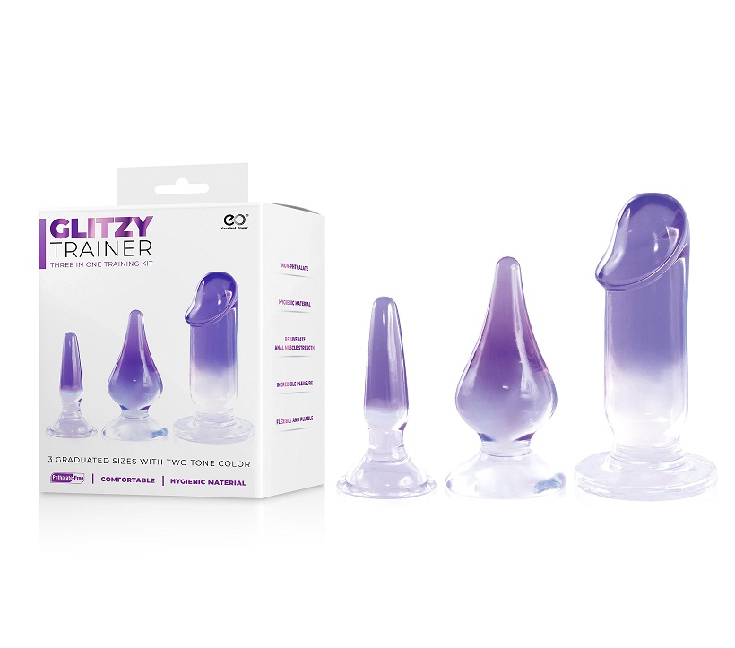 Glitzy Trainer 3 in 1 Dong Mixed Set Purple with 3 Graduated Sizes and Two Tone Color