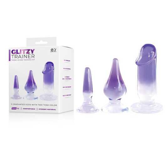 Glitzy Trainer 3 in 1 Dong Mixed Set Purple with 3 Graduated Sizes and Two Tone Color