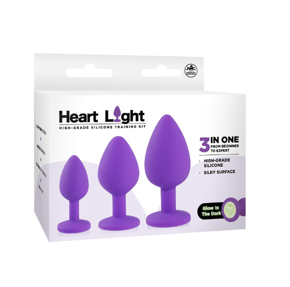 Heart Light Glow in the Dark (Pink) – Silicone Butt Plug 3 Inch