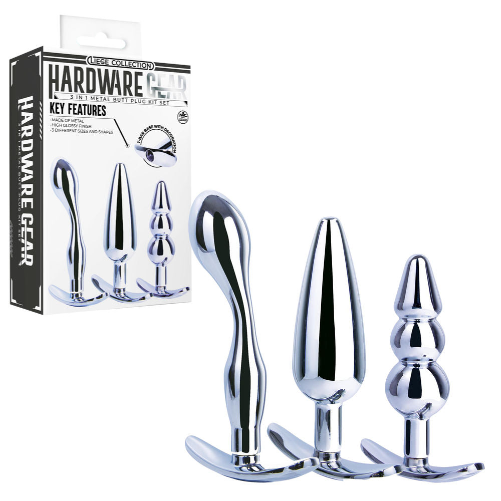 3 in 1 Metal Butt Plug Kit – High Gloss Finish Metal Butt Plug Set