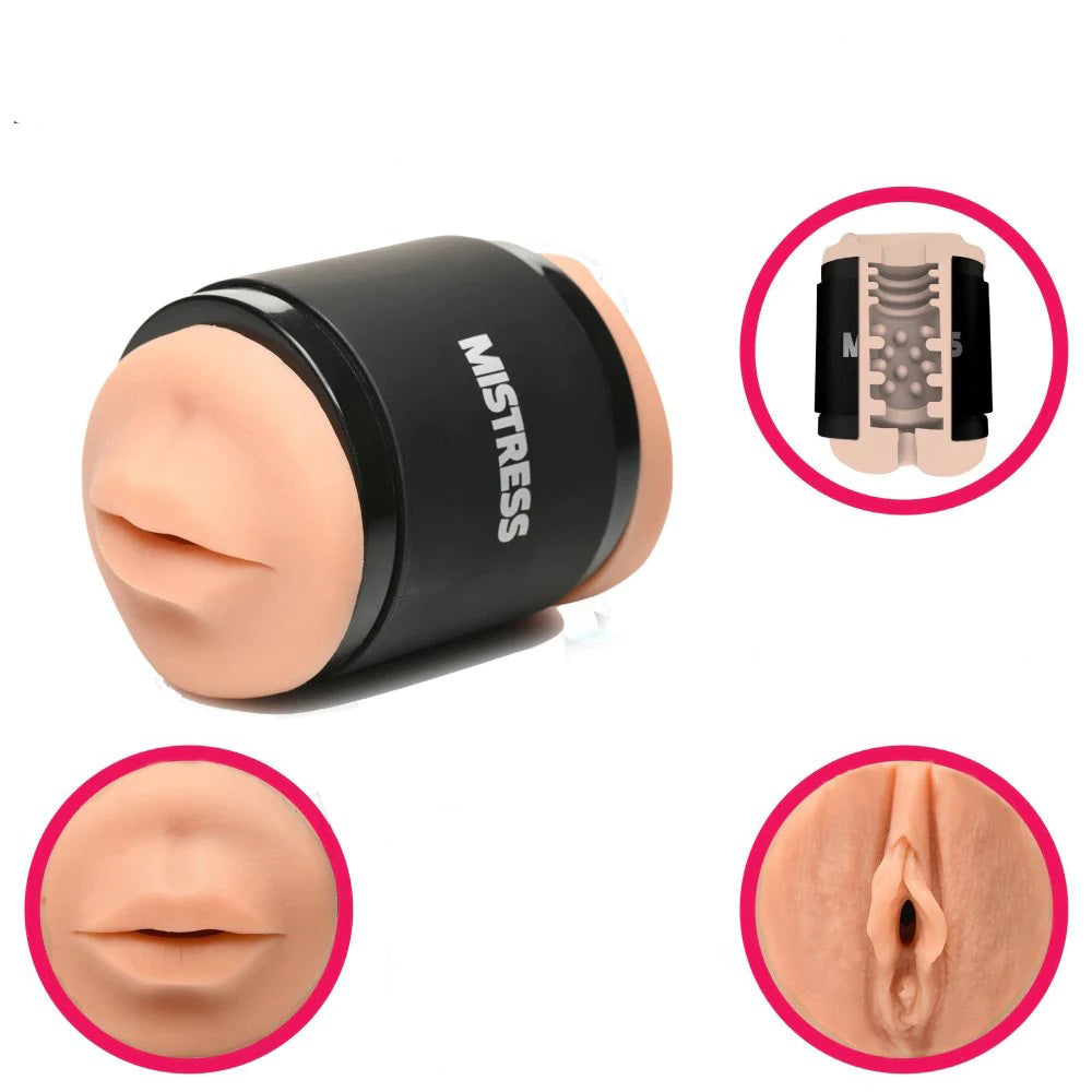 Mistress Double Shot Mini Masturbators Mouth and Pussy Medium Tone