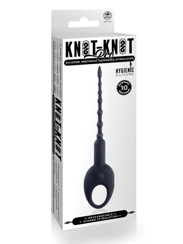 Knot-Knot Pro (Black) – Silicone Vibrating Urethral Plug with 10 Vibration Patterns