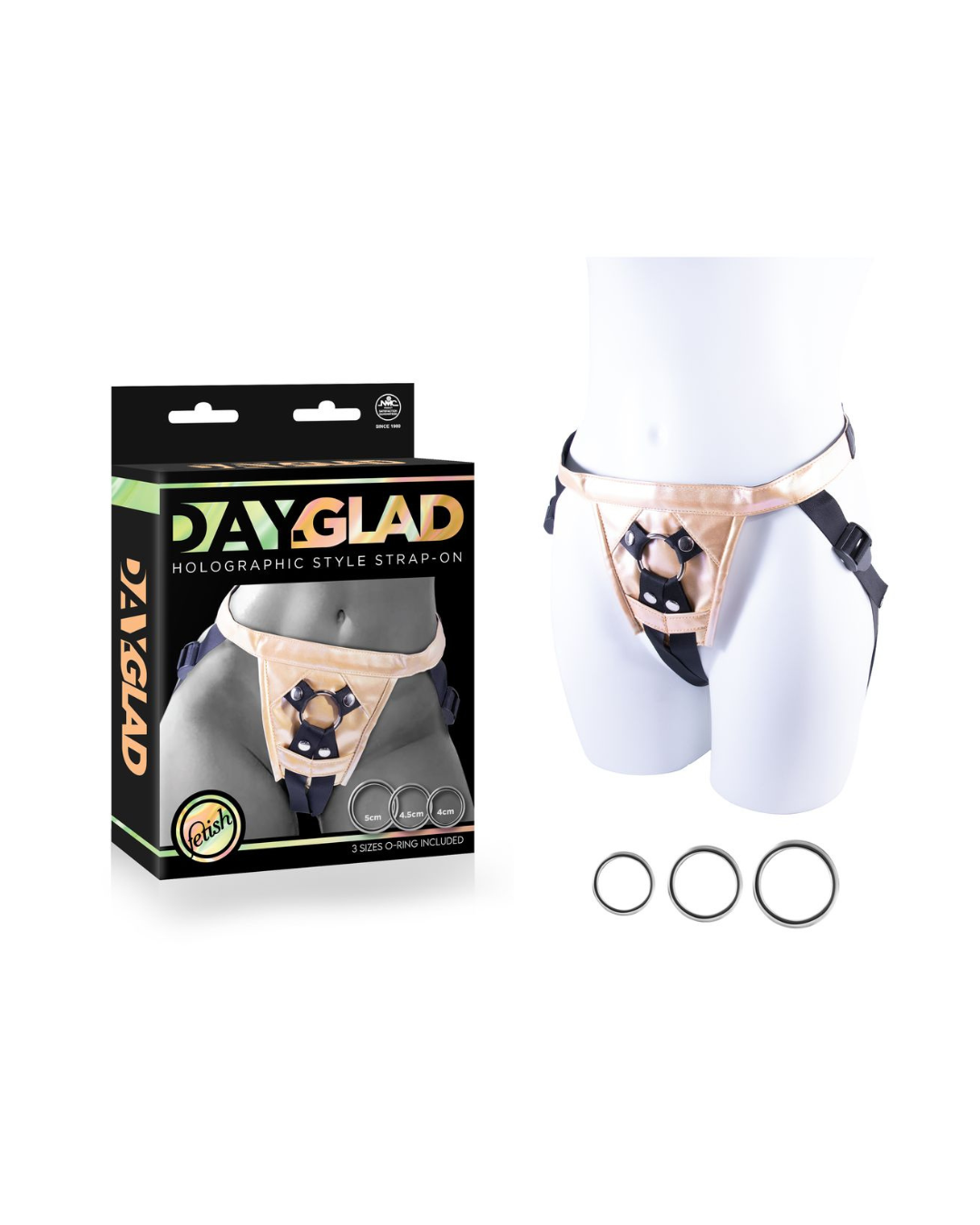 Day-Glad PU Harness with Three Different Size Metal Rings – Harness