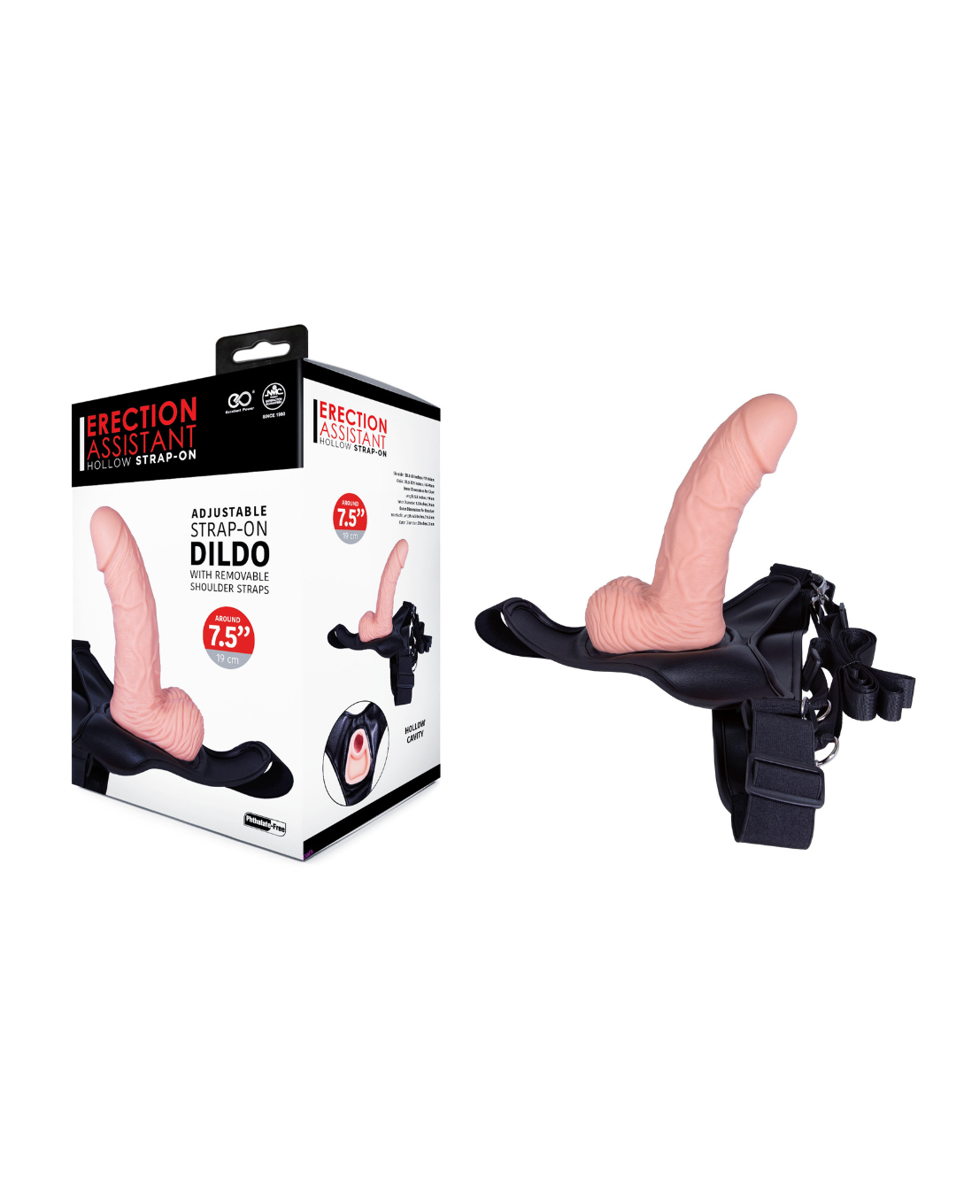 Silicone Hollow Adjustable Strap-On Dildo 7.5 Inch – Strap-On