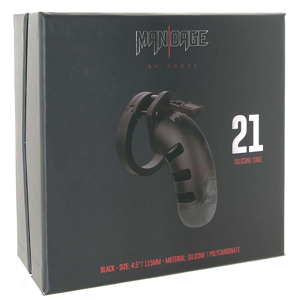 ManCage 21 4.5 Inch Silicone Cock Cage in Black Bondage and Fetish > Cock and Ball Devices