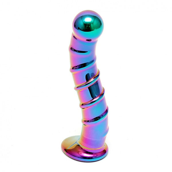 Sensual Multi Coloured Glass Nikita – Ribbed Glass Dildo