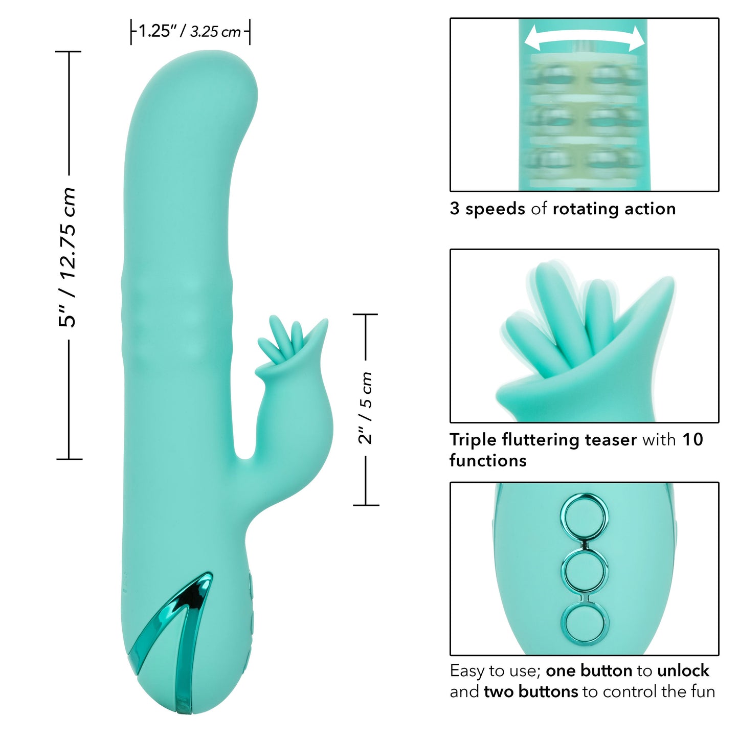 California Dreaming Bel Air Bombshell Silicone Vibrator in Aqua Blue with Triple Motors and 10 Vibration Functions