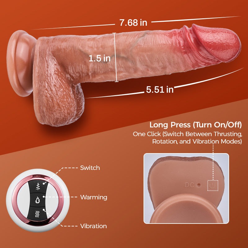Blush 7.67 In Realistic Thrusting Vibrating Dildo with Internal Warming Sensations Dildos